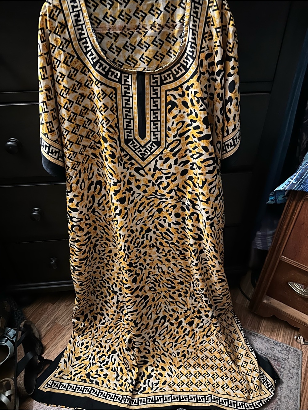 Leopard Print cover-up Dress with Black Trim